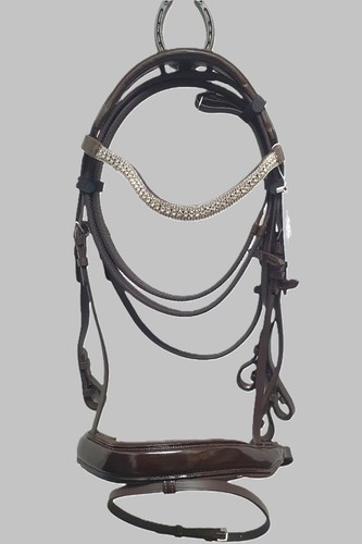 Leather horse show bridle - leather,